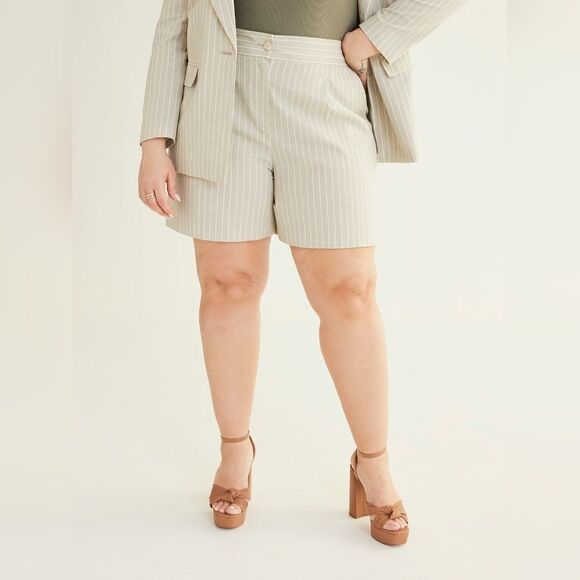 Penningtons New With Tag Size 28 Striped Linen Blend Shorts - Picture 1 of 12